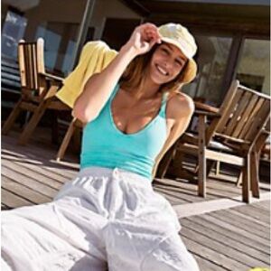 Free People Good Karma Crop Tank M/L turquoise